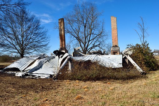 destroyed house